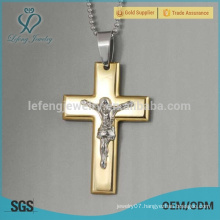 High quality stainless steel 18k gold antique cross pendant jewelry